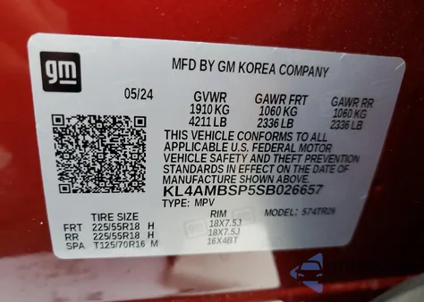 2025 Buick Encore Gx Preferred z USA, uszkodzony, nr VIN KL4AMBSP5SB026657